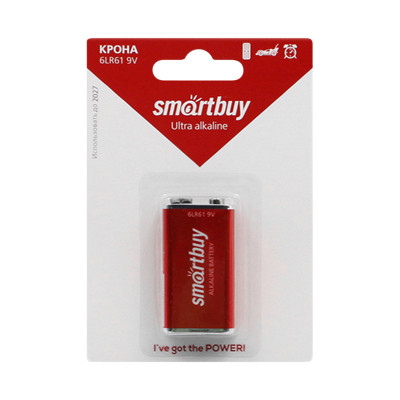 Батарейки Smartbuy 6LR61 9V 1BL (цена за 1 шт) оптом по низким ценам!