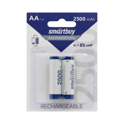 Батарейки аккумуляторные Smartbuy 2500 AA 2BL (цена за 2 шт) оптом по низким ценам!