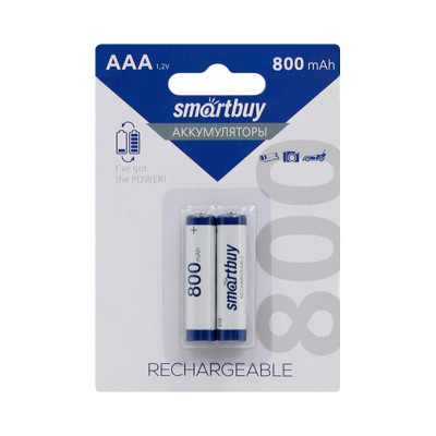 Батарейки аккумуляторные Smartbuy 800 AAA 2BL (цена за 2 шт) оптом по низким ценам!