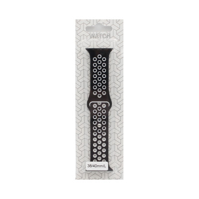 Браслет силикон sport Apple Watch 38-40mm черно-белый оптом по низким ценам!