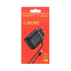 СЗУ USB Borofone BA50A + кабель Type-C черный/белый