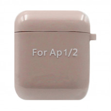 Чехол Silicone Case AirPods 1/2 с карабином пудра