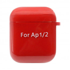 Чехол Silicone Case AirPods 1/2 с карабином красный