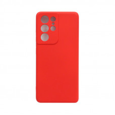 Чехол накладка Silicone Case Samsung S21 Ultra красный
