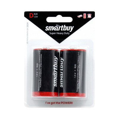 Батарейки Smartbuy солевые R20 2BL (цена за 1 шт) оптом по низким ценам!