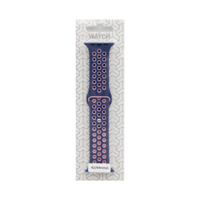 Браслет силикон sport Apple Watch 42-44mm сине-розовый оптом по низким ценам!