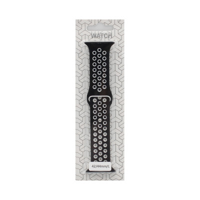 Браслет силикон sport Apple Watch 42-44mm черно-белый оптом по низким ценам!