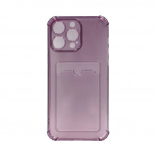 Чехол накладка iPhone 14 Pro Max с визитницей прозрачно-фиолетовый