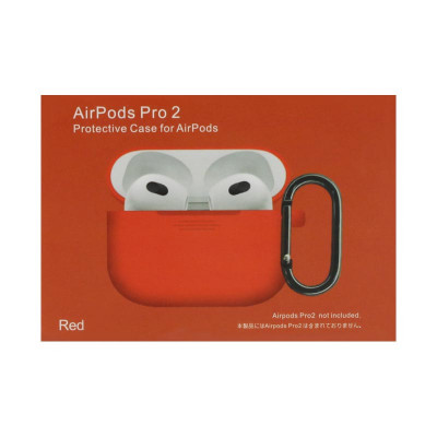 Чехол силикон AirPods Pro 2 с карабином красный оптом по низким ценам!