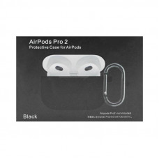 Чехол силикон AirPods Pro 2 с карабином черный