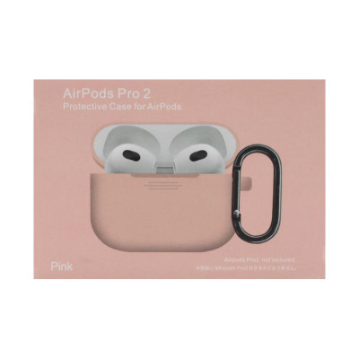 Чехол силикон AirPods Pro 2 с карабином розовый оптом по низким ценам!