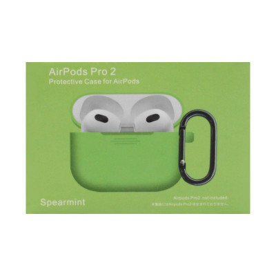 Чехол силикон AirPods Pro 2 с карабином зеленый оптом по низким ценам!