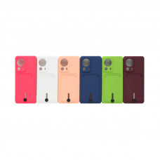 Чехол накладка Xiaomi Redmi 13 Lite с визитницей матовая цветная с кнопкой