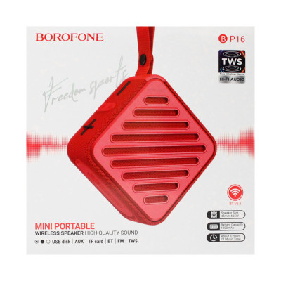Колонка блютуз Borofone BP16 красный оптом по низким ценам!