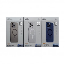 Чехол накладка iPhone 15 Pro Max KEEPHONE Magsafe X-CRYSTAL синий