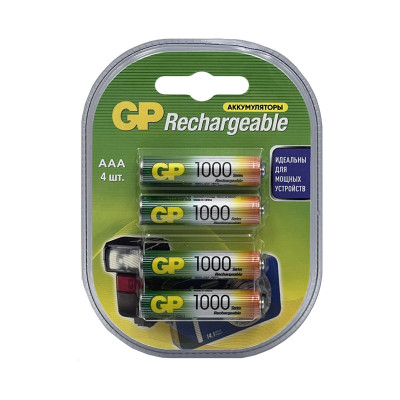 Батарейки аккумуляторные GP 1000 AAA 4BL (цена за 4 шт) оптом по низким ценам!