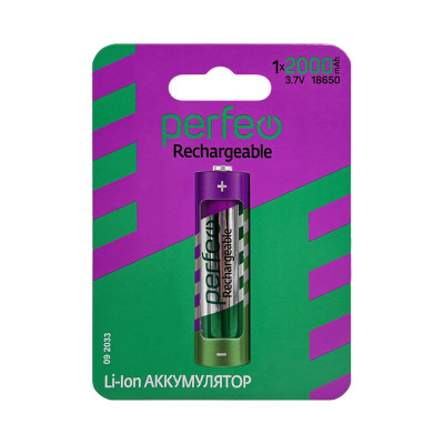 Батарейки аккумуляторные Perfeo 18650 2000Mah 1BL оптом по низким ценам!