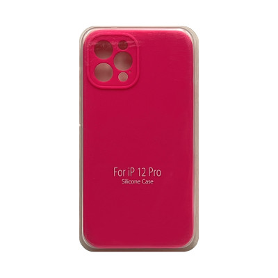 Чехол накладка Silicone Case (без лого) iPhone 12 Pro фуксия с защитой камеры оптом по низким ценам!