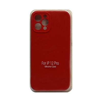 Чехол накладка Silicone Case (без лого) iPhone 12 Pro красный с защитой камеры оптом по низким ценам!