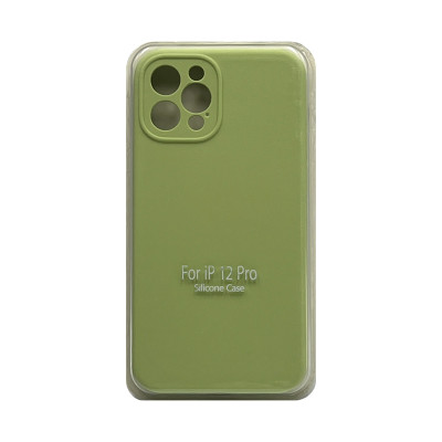 Чехол накладка Silicone Case (без лого) iPhone 12 Pro фисташковый с защитой камеры оптом по низким ценам!