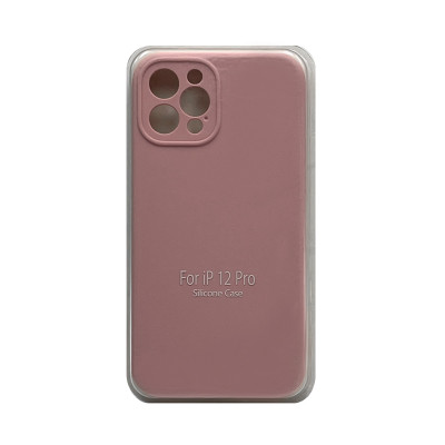 Чехол накладка Silicone Case (без лого) iPhone 12 Pro розовый с защитой камеры оптом по низким ценам!