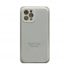 Чехол накладка Silicone Case (без лого) iPhone 12 Pro белый с защитой камеры