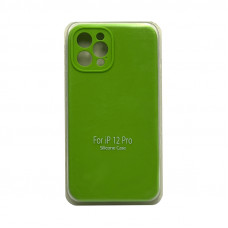 Чехол накладка Silicone Case (без лого) iPhone 12 Pro ярко-зеленый с защитой камеры