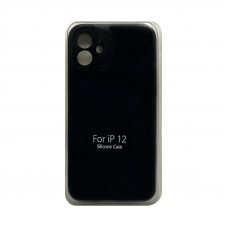 Чехол накладка Silicone Case (без лого) iPhone 12 черный с защитой камеры