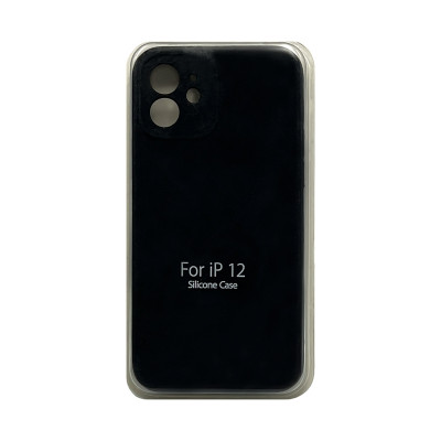 Чехол накладка Silicone Case (без лого) iPhone 12 черный с защитой камеры оптом по низким ценам!
