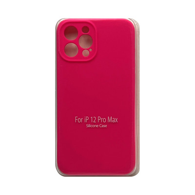 Чехол накладка Silicone Case (без лого) iPhone 12 6,7" фуксия с защитой камеры оптом по низким ценам!