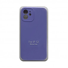 Чехол накладка Silicone Case (без лого) iPhone 12 лаванда с защитой камеры