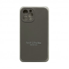 Чехол накладка Silicone Case (без лого) iPhone 12 6,7" серый с защитой камеры