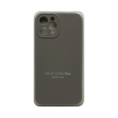 Чехол накладка Silicone Case (без лого) iPhone 12 6,7" серый с защитой камеры оптом по низким ценам!