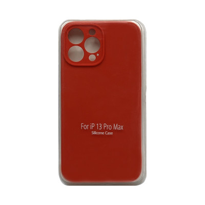Чехол накладка Silicone Case (без лого) iPhone 13 Pro Max красный с защитой камеры оптом по низким ценам!