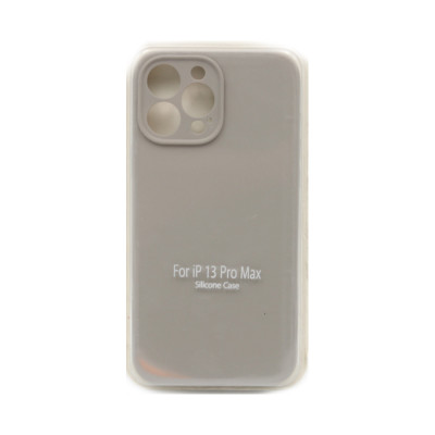 Чехол накладка Silicone Case (без лого) iPhone 13 Pro Max серый с защитой камеры оптом по низким ценам!