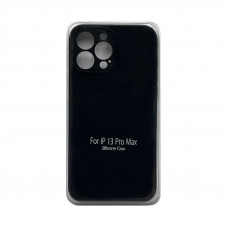 Чехол накладка Silicone Case (без лого) iPhone 13 Pro Max черный с защитой камеры