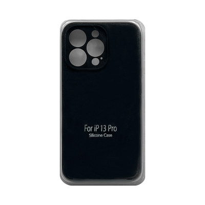 Чехол накладка Silicone Case (без лого) iPhone 13 Pro черный с защитой камеры оптом по низким ценам!