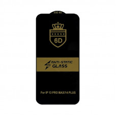 Защитное стекло 6D Anti-Static iPhone 13 Pro Max/14 Plus черный техпак