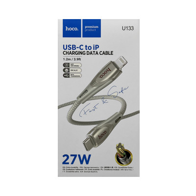 Кабель Type-C на Lightning Hoco U133 27W 1,2m серебро оптом по низким ценам!