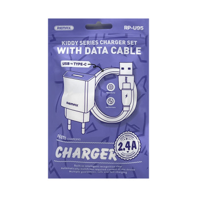СЗУ USB Remax RP-U95 2,4A + кабель TPC белый оптом по низким ценам!