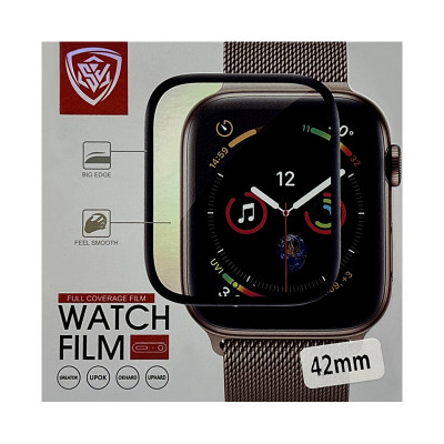 Защитное гибкое стекло FULL Apple Watch 42mm черный оптом по низким ценам!