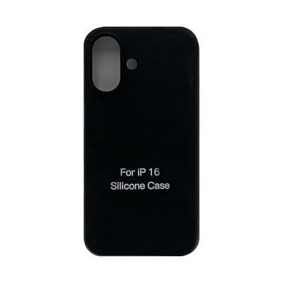 Чехол накладка Silicone Case (без лого) iPhone 16 черный оптом по низким ценам!