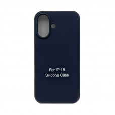 Чехол накладка Silicone Case (без лого) iPhone 16 темно-синий