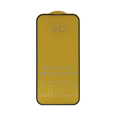 Защитное стекло 9D iPhone 15/14Pro черный техпак оптом по низким ценам!