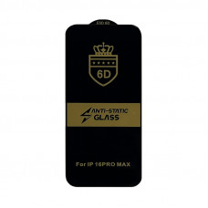 Защитное стекло 6D Anti-Static iPhone 16 Pro Max черный техпак