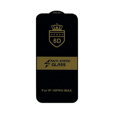 Защитное стекло 6D Anti-Static iPhone 16 Pro Max черный техпак оптом по низким ценам!