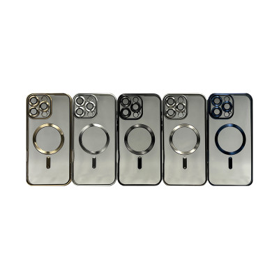 Чехол накладка iPhone 16 Pro Max Magsafe цветным кантом и защитой камеры оптом по низким ценам!