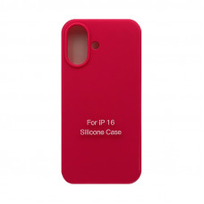 Чехол накладка Silicone Case (без лого) iPhone 16 фуксия