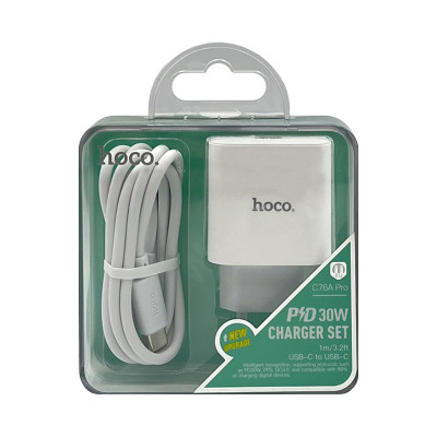 СЗУ Блок Hoco C76A Pro PD30W + кабель Type-C Type-C 1m белый оптом по низким ценам!