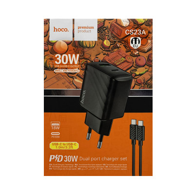 СЗУ Блок Hoco CS23A PD30W + кабель TPC-TPC 1m черный оптом по низким ценам!